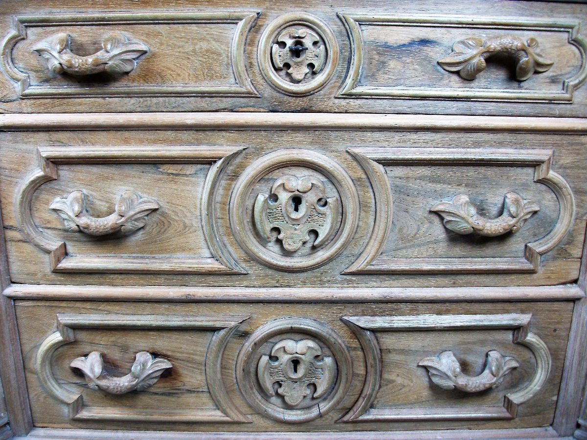Carved French Chest of Drawers of very small proportions